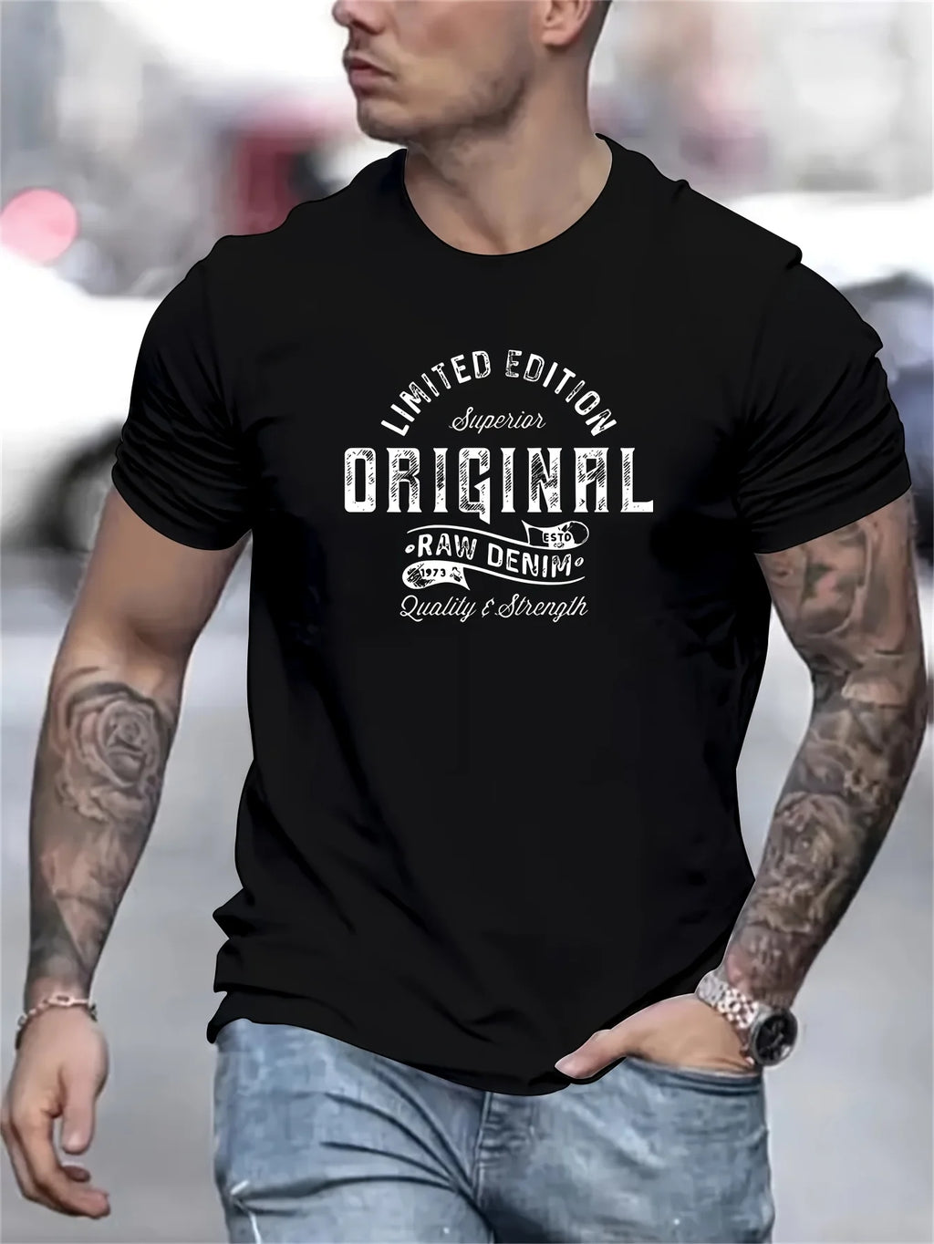 Men's summer 100% pure cotton fashionable casual sports loose edition pattern printed round neck short sleeved T-shirt top