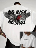 Men's summer 100% pure cotton fashionable casual loose eagle no story slogan printed round neck short sleeved T-shirt top