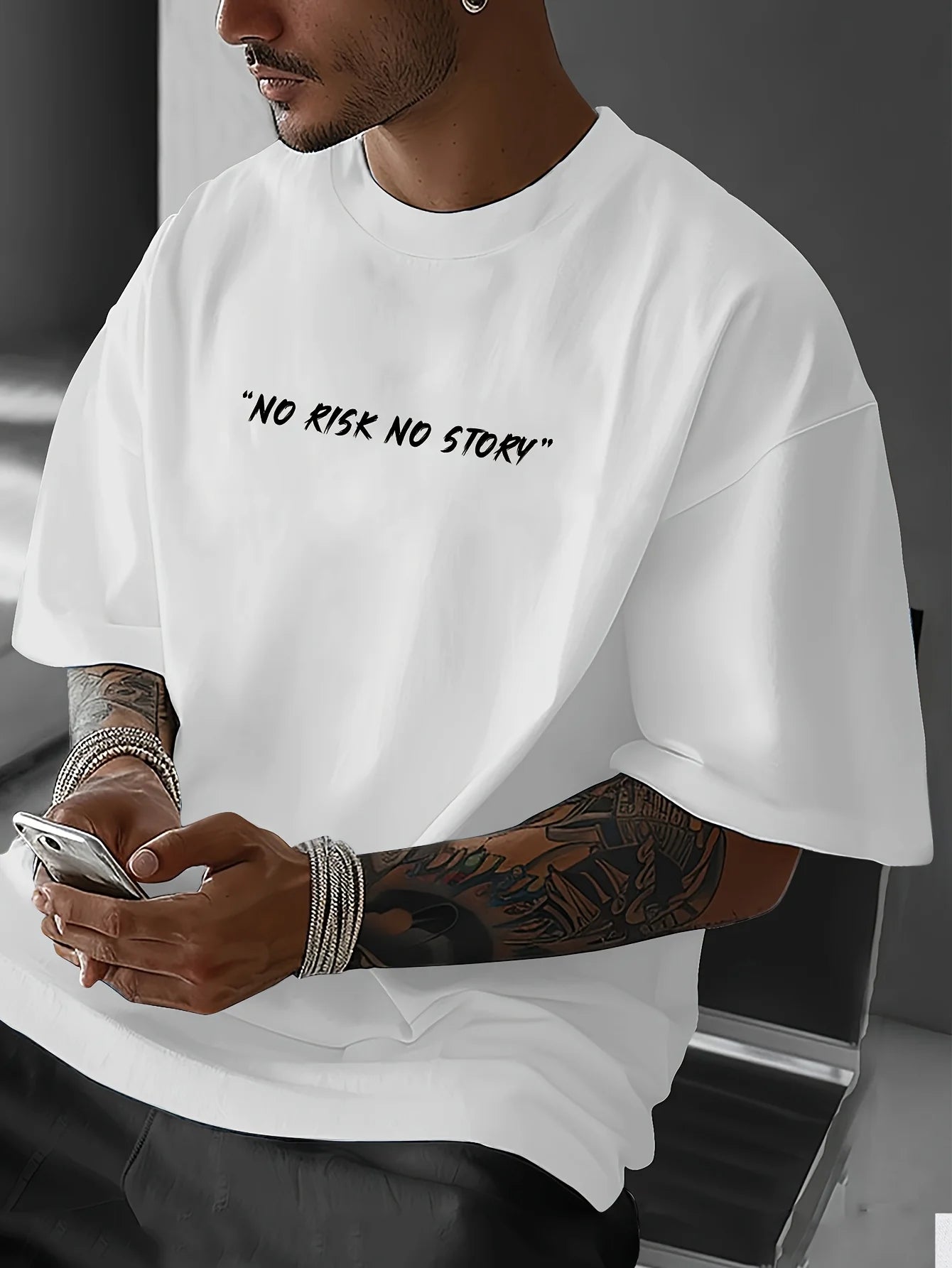 Men's summer 100% pure cotton fashionable casual loose eagle no story slogan printed round neck short sleeved T-shirt top