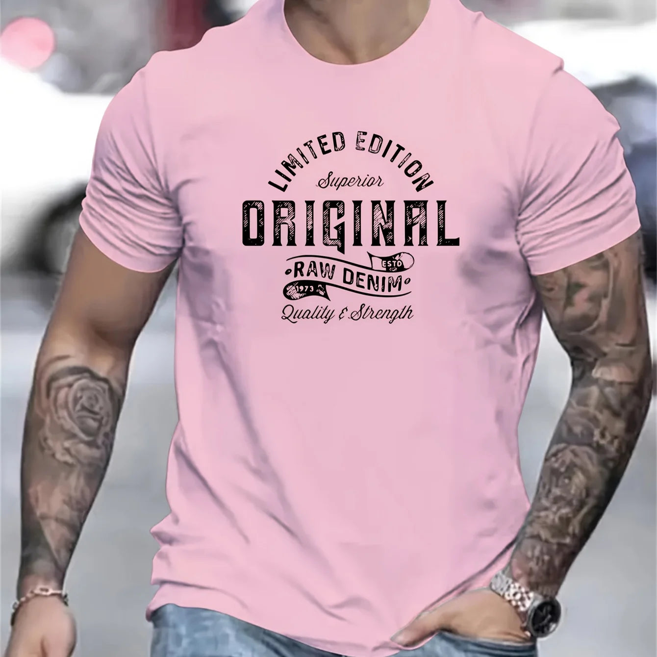 Men's summer 100% pure cotton fashionable casual sports loose edition pattern printed round neck short sleeved T-shirt top