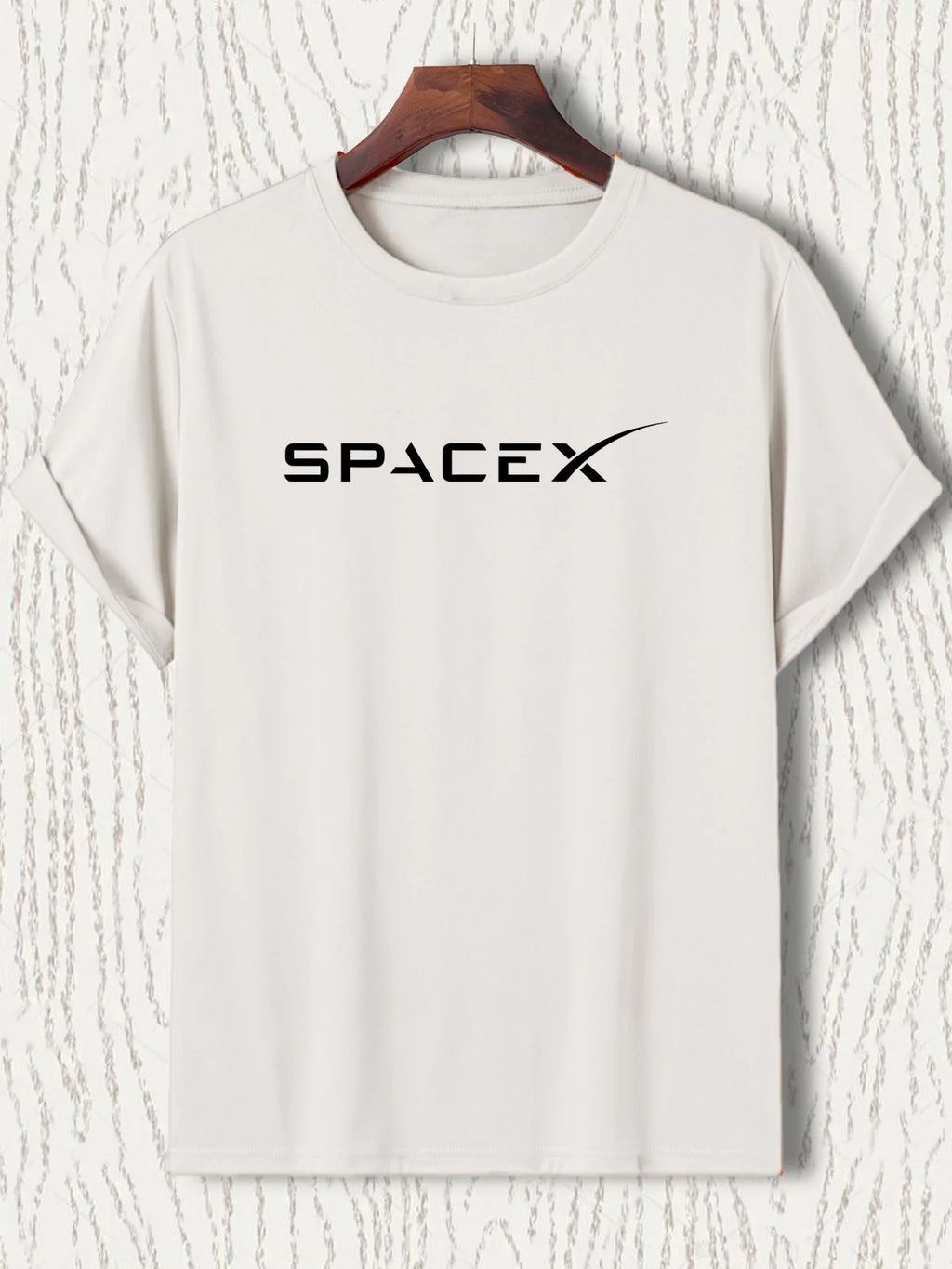 Men's Summer 100 Cotton Fashionable Casual Loose Large Size SPACEX Letter Pattern Printed Round Neck Short Sleeve T-shirt Top